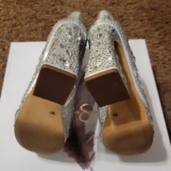 Jessica Simpson Dollyi Silver Blinged Out Rhinestone Platform Ankle Boots - Picture 3 of 12